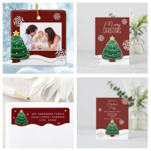 Rustic Red Christmas Snowflakes Winter Wonderland