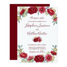 Burgundy Watercolor Flowers Wedding Collection