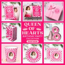Retro Pink Queen Of Hearts Birthday Party