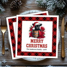 Country Highland Cow Christmas Napkins #51H