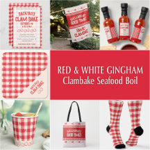 Gingham Print Red & White Clambake Seafood Boil