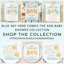 Blue Sky Here Comes The Son Baby Shower Collection