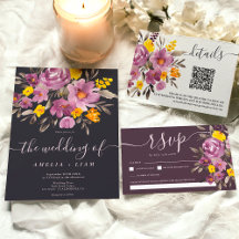 Elegant fall winter purple floral script