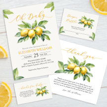 Citrus Lemon Baby Shower Theme Gender Neutral