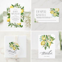 Watercolor Lemons and Blossoms Baby Shower Suite
