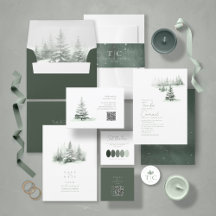 Rustic Winter Wedding Suite Forest Green