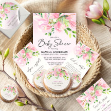 Elegant Pink Magnolia Watercolor Baby Shower!