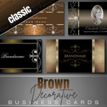 Business Cards Ornate Squiggly Brown Colors