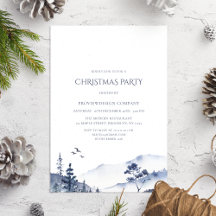 Christmas Winter Landscape Blue White