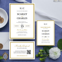 Classic Black Gold Monogram Wedding Collection
