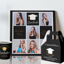 Black White Gold Chic Graduation Party