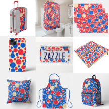 Red Blue Dots On Blue Red Tan Colors