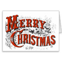 Vintage Merry Christmas in Red Christmas Card Set