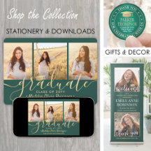 Elegant Green and Gold Graduation Celebration