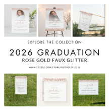 Rose Gold Glitter Graduation Supplies