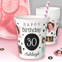 Pink Black White Confetti Photos 30th Birthday