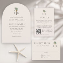 Palm Logo Simple Elegant Monogram Wedding Suite