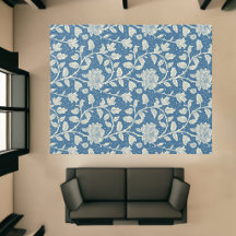 Blue and Cream Floral Toile Pattern