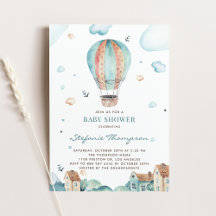 Watercolor Blue Hot Air Balloon Collection