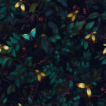 Glowing Insects on Dark Foliage