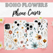 Minimal Boho Flowers Seamless Patterns Phone Cases