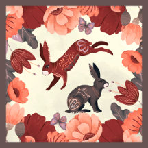 Hygge Folk Art Rabbit Butterfly Floral Collection 