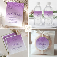 Purple Glitter Drip 80th Birthday Party