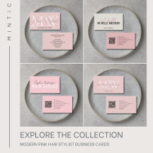 Modern Pink Hair Stylist Business Cards
