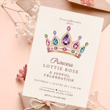 Pink Gold Princess Crown Once Upon a Time Invitati