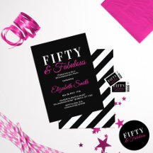 Chic Hot Pink 50th Birthday Invitation Set