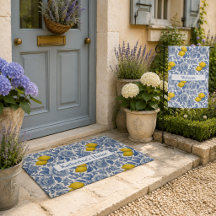Vintage Blue Lemon Botanical Pattern Home Goods