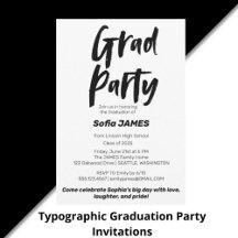 Typographic Graduation Party Invitations