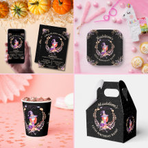 Girl Witch Birthday Watercolor Party 