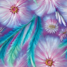 Beautiful Feathers and Flowers Pattern