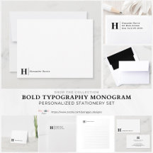 Modern Professional Monogram Line Name Stationery