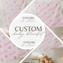 Pastel Pink 🌸 Custom Name Baby Blanket