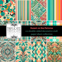 Sunset on Sea Patterns Scrapbook Paper Backgrounds