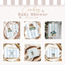 Blue Little Cowboy Modern Western Baby Shower