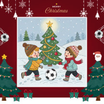 Kids Playing Soccer Under the Snow