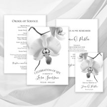 Black White Orchids on Stem Funeral Memorial