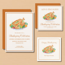 Watercolor Thanksgiving Turkey Invitation & Party 