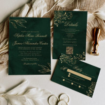 Golden Botanicals Emerald Green Floral Wedding