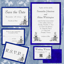Stylish Blue Velvet and Black Ornaments Wedding