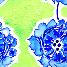 Green and Blue Watercolor Flower