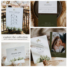 JENNA Rustic Watercolor Pine Tree Mountain Woods