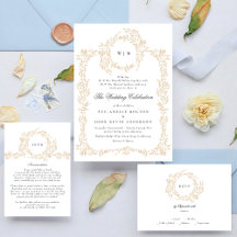 Classic Monogram Blush Crest Elegant Wedding