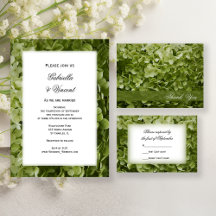Green Annabelle Hydrangea Wedding Stationery