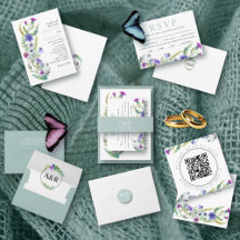 Colorful watercolor wildflower wedding collection