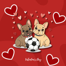 Buldog Francés  with soccer ball for Valentine's D