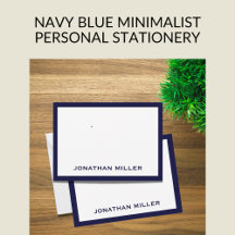 Navy Blue Minimalist Personal Stationery